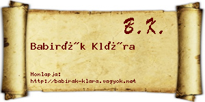 Babirák Klára névjegykártya