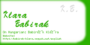 klara babirak business card